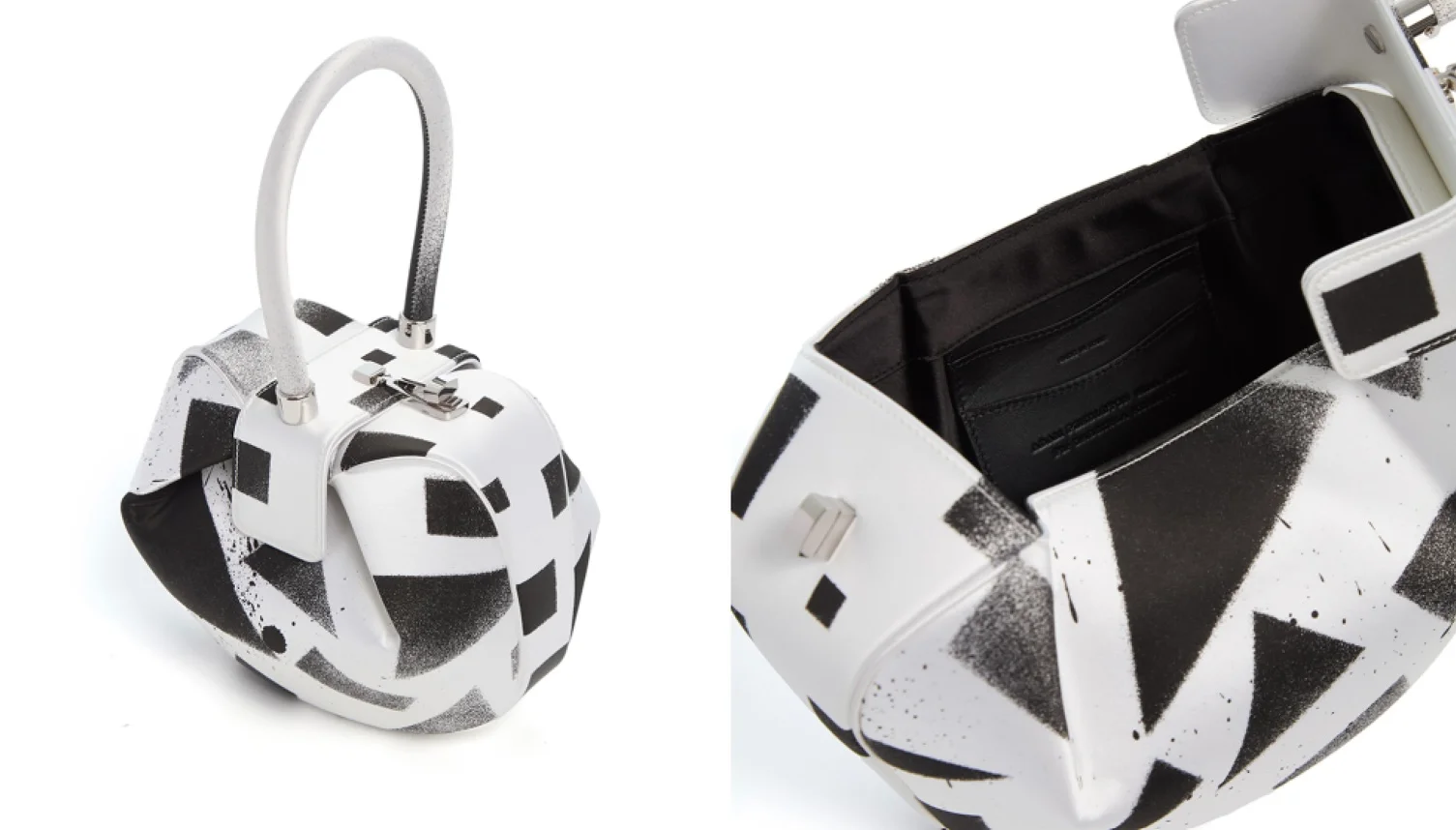 Gabriela Hearst Nina Bag in Weiß und Schwarz als Kunstobjekt mit grafischem Muster