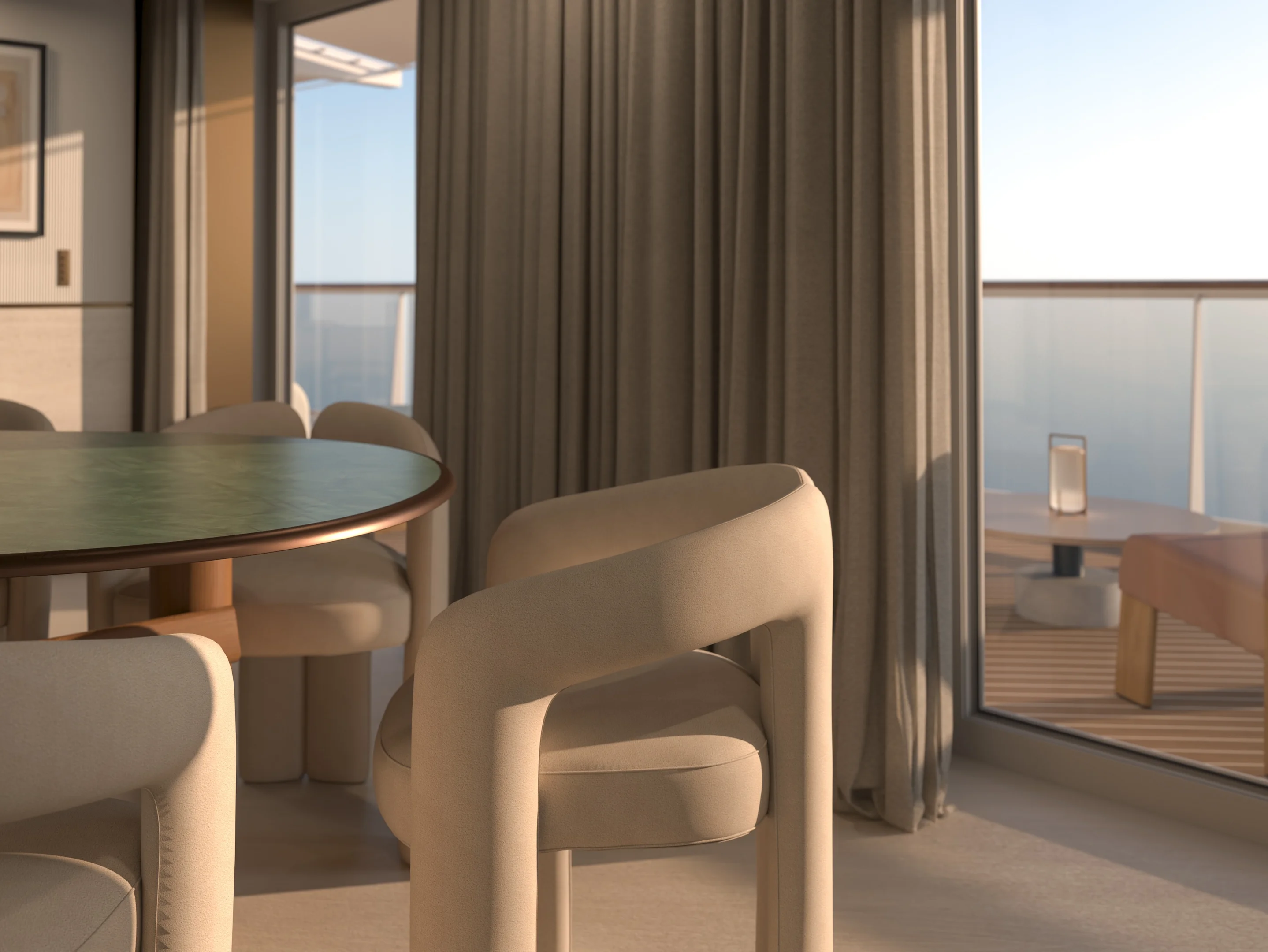 Explora III Suite Wohnbereich mit Terrasse und Meerblick